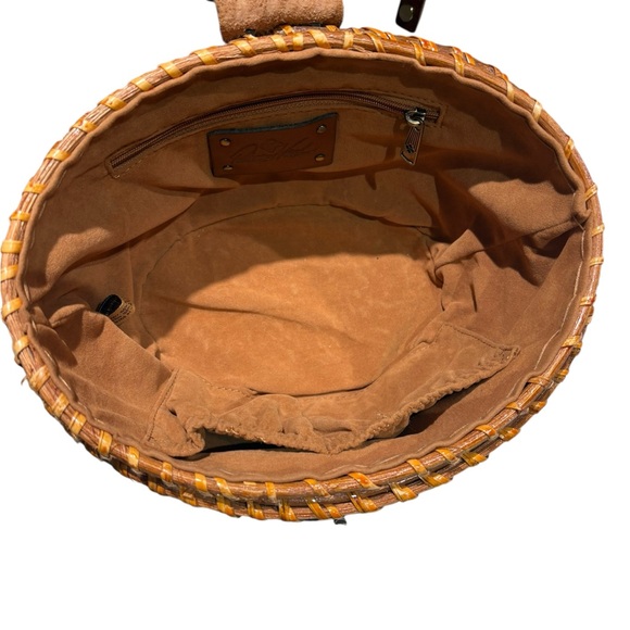 Patricia Nash Caselle Wicker Basket Bag Leather Trim Turn Lock Purse - Picture 10 of 16